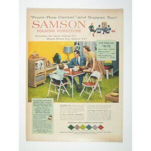 Vintage Samson Folding Furniture Ad 1950s Print Home Decor MOD Fashion